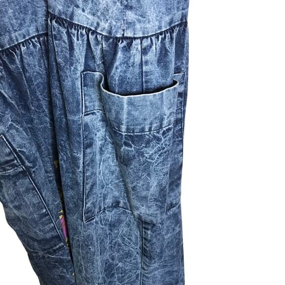 Katherine Haley Size Medium Vintage 1980’s Denim Midi Jumper-Leopard-FLAW - Picture 4 of 16